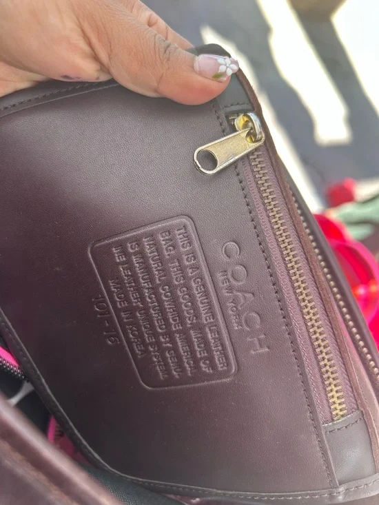 Coach Dark Brown Satchel with Gold Charm Chain - Picture 6 of 7